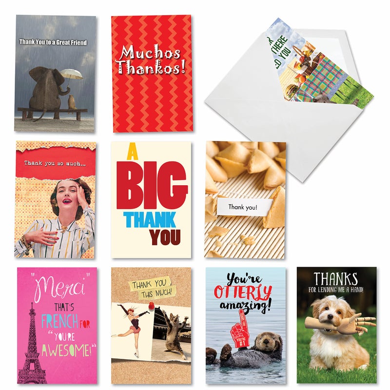 NobleWorks, Many Thanks - 10 Assorted Thank You Cards with Envelopes - Bulk Gratitude Card Bundle, Boxed Set AC3250TYG-B1x10 - Image 1